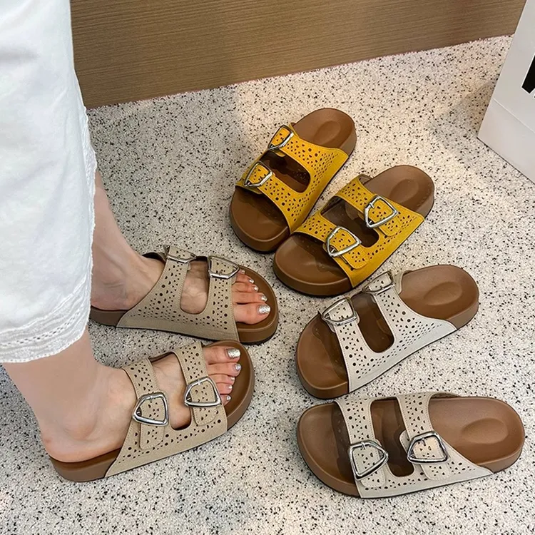 小众勃肯拖鞋女夏外穿2025新款镂空凉鞋复古超火高级感厚底凉拖鞋