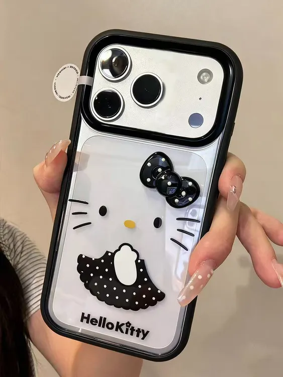 ins立体波点KT猫适用苹果17Promax新款16pro亚克力15/14/13手机壳