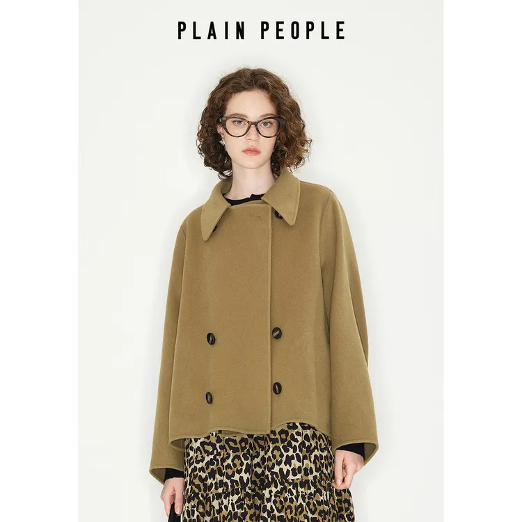 PLAIN PEOPLE美拉德复古翻领绵羊毛双面呢毛呢短外套2025冬季新品