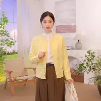 【流光风穿搭】茵曼25秋季圆领刺绣针织开衫慵懒时尚百搭毛衣