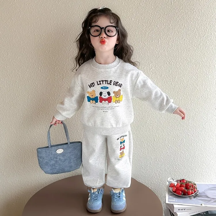 女童卫衣套装秋春季2025新款洋气女宝宝长袖两件套小女孩潮款秋装