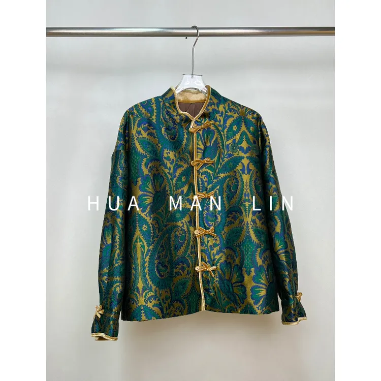 【花滿林】小立领蝴蝶结扣真丝桑蚕丝丝毛加厚外套251736