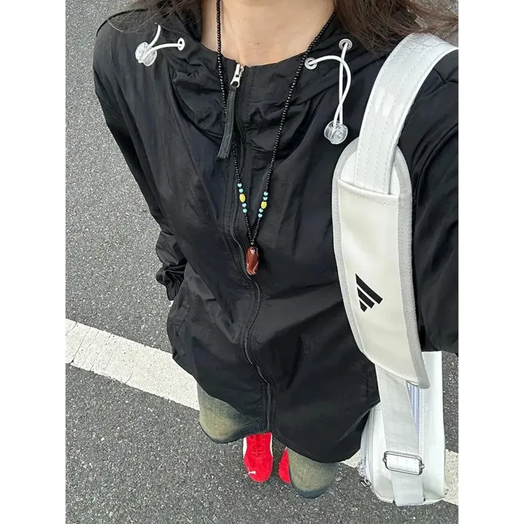 upf50+冰丝凉感连帽防晒衣男夏季防紫外线速干夹克美式运动外套男