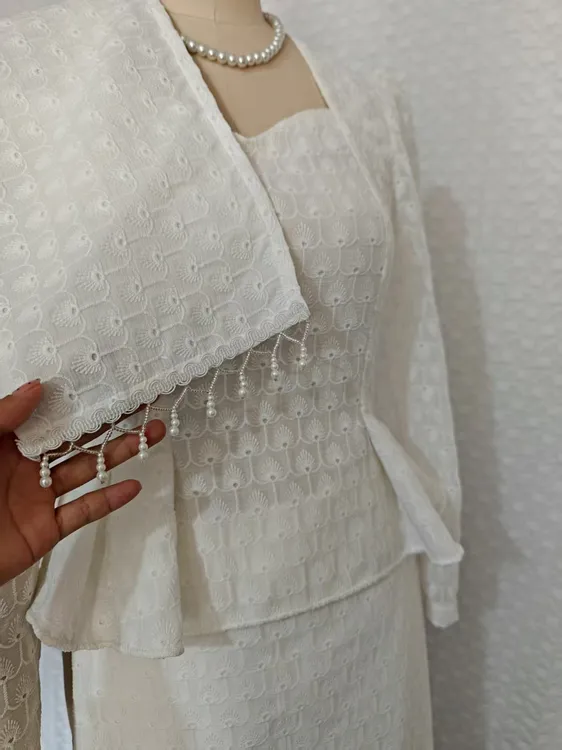 同款泰国进口雪纺刺绣公主白色套装布料