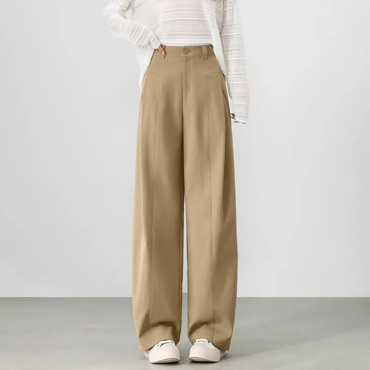 韩版时髦百搭直筒风琴裤亲肤舒适显瘦休闲裤2025春季新款裤子女装