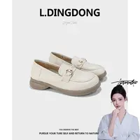 【刘叮咚女鞋】百搭舒适软皮时尚休闲英伦风女粗跟软底单鞋1626