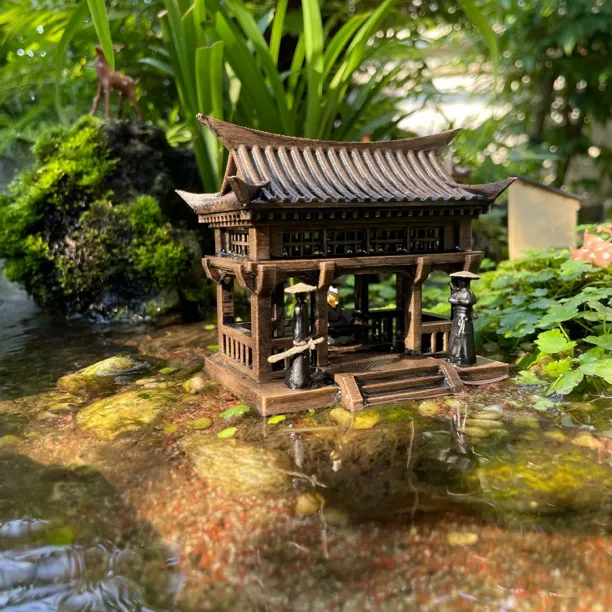 摆件凉亭人物版适合假山石盆景微景观造景中式创意手工摆设