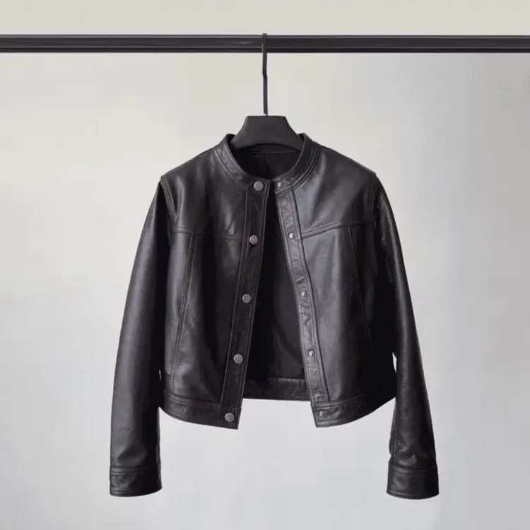 海宁皮衣白鸭绒羽绒服女士短款新款洋气百搭立领皮衣803