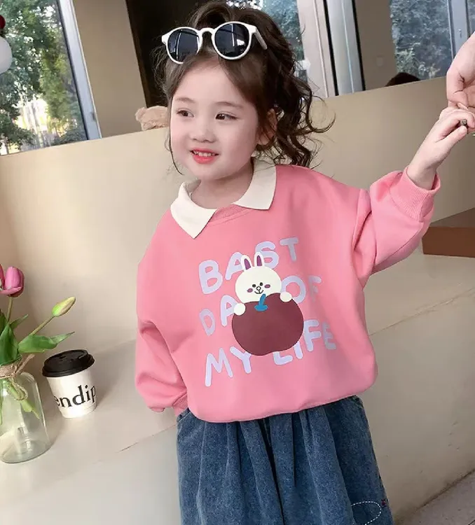 女童卫衣春秋装2025新款洋气儿童卡通上衣polo衫儿童秋季长袖外套