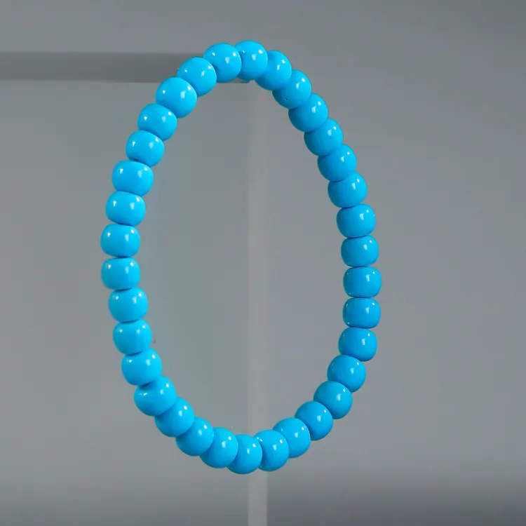精品瓷高蓝色6mm老型手串手链单圈桶珠散珠隔配珠diy百搭配饰配件