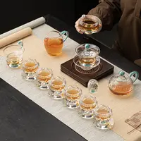 绿松石水晶透明玻璃三才盖碗茶具套装2025新款家用高档轻奢泡茶碗