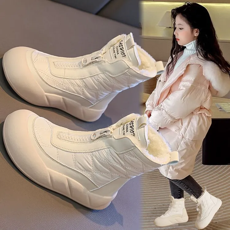 女童雪地靴2025秋冬爆款韩版洋气拉链穿脱厚棉短靴保暖加绒棉靴