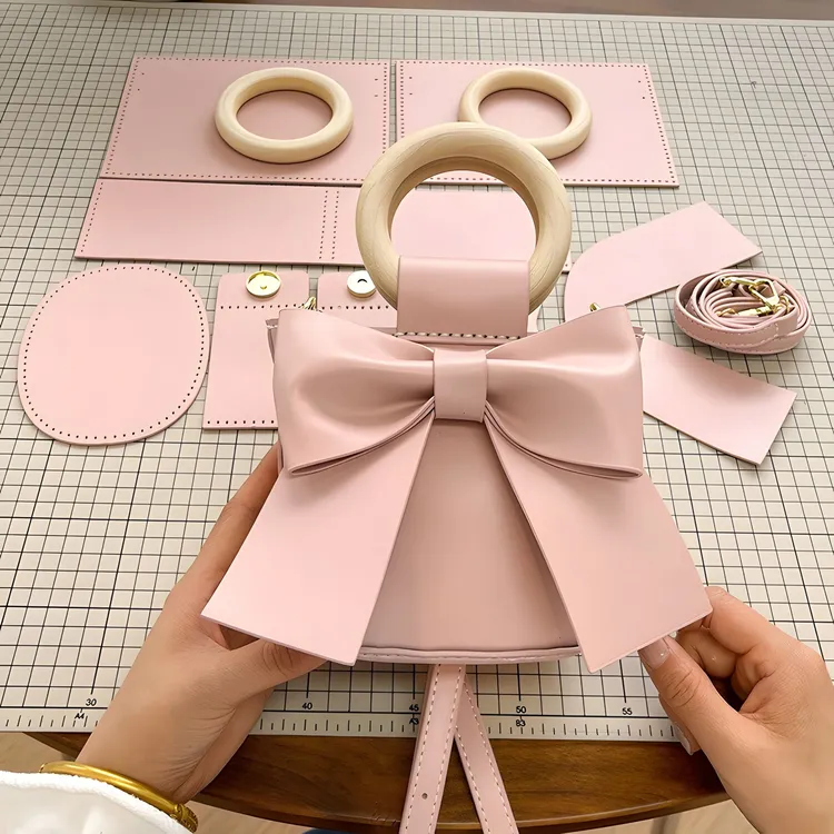 自制蝴蝶结水桶包diy手工编织包送女友送闺蜜创意手工礼物材料包