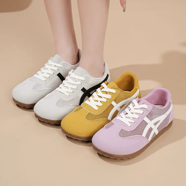 复古轻便德训鞋女2025夏季新款复古网面平底透气百搭轻便软底板鞋