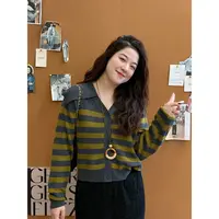 WenWen小个子韩版新款秋冬v领短款针织开衫长袖毛衣外套4504版