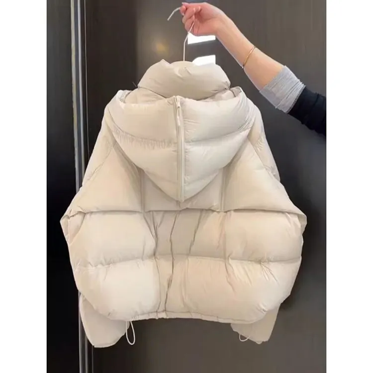 连帽棉服女短款2025冬季新款韩系宽松高级感小个子加厚面包服外套