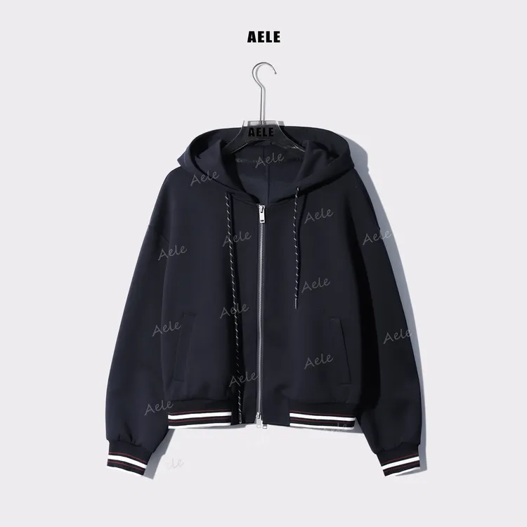 AELE双拉链设计宽松连帽卫衣外套轻运动休闲夹克 W853 2585 AD