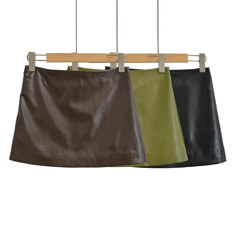 CL25181PU皮半身裙女秋新款百搭显瘦辣妹性感低腰半身裙包臀短裙