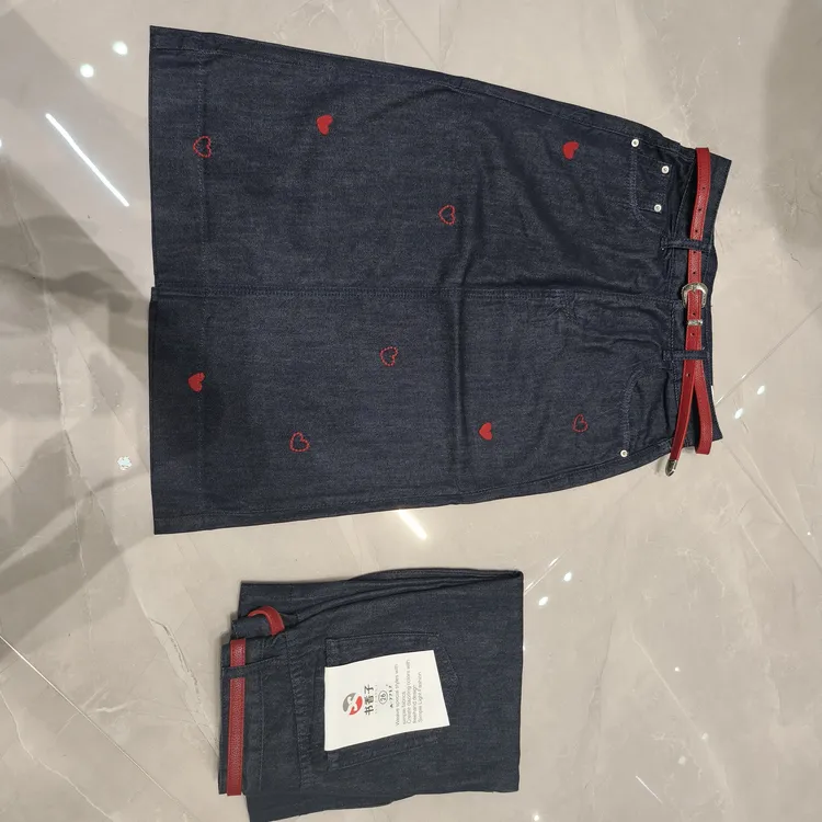 欧版时尚钜惠百搭气质优雅洋气款牛仔七分筒裙