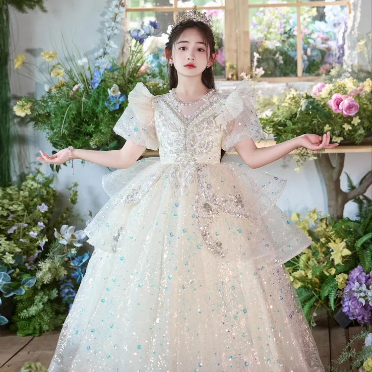 中国法式礼服女童礼服演出夏季生日蓬蓬气质公主婚纱高端公主裙