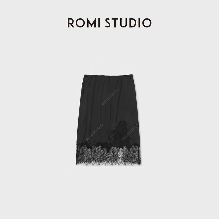 ROMI STUDIO“全手工蕾丝”桑蚕丝氨纶混纺蕾丝半身裙 RWDRXX3378