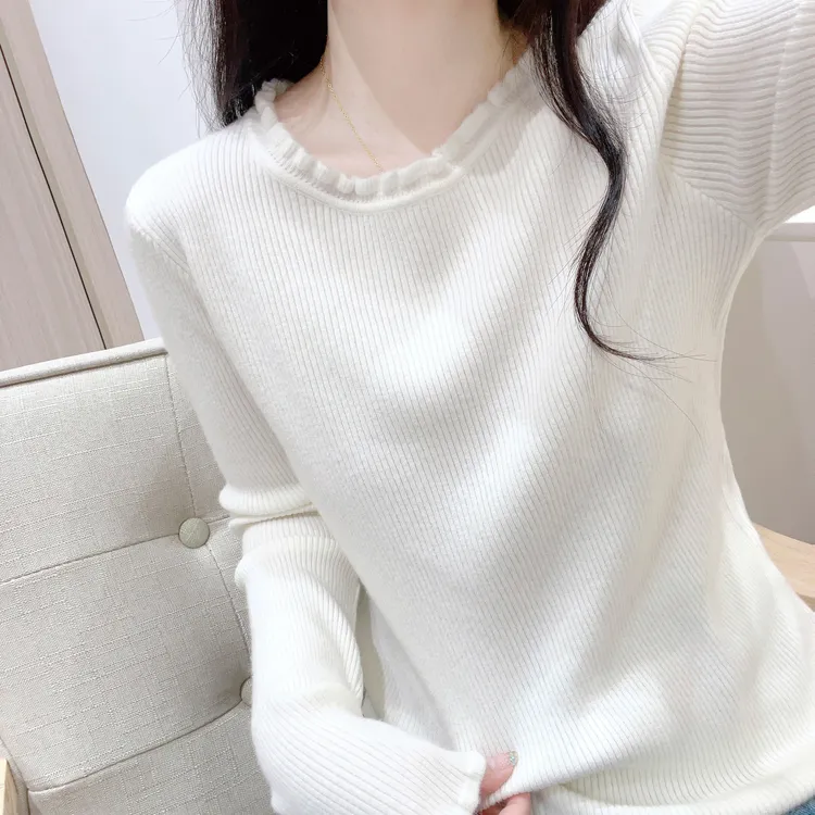 软糯百搭显瘦内搭圆领套头针织衫上衣秋冬打底衫内搭洋气女上衣潮