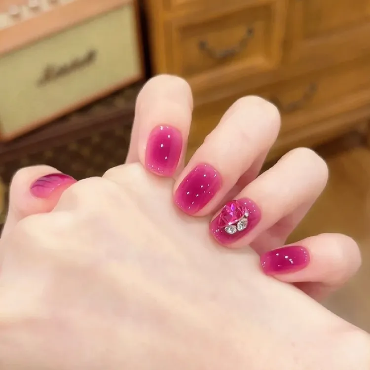 美甲穿戴甲短中长款甲片穿戴美甲玫紫手工穿戴甲2025新款指甲贴片