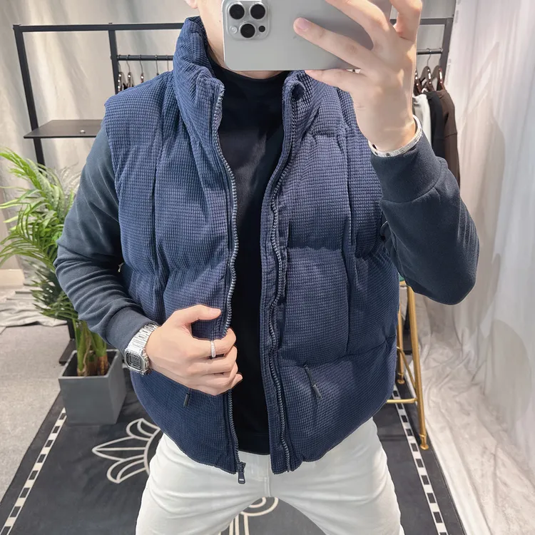 欧洲站冬季立领男士马甲百搭简约潮流时尚保暖灯芯绒马夹男高级感