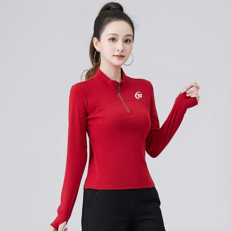 秋冬加绒长袖广场舞上衣女运动健身跳操舞蹈服
