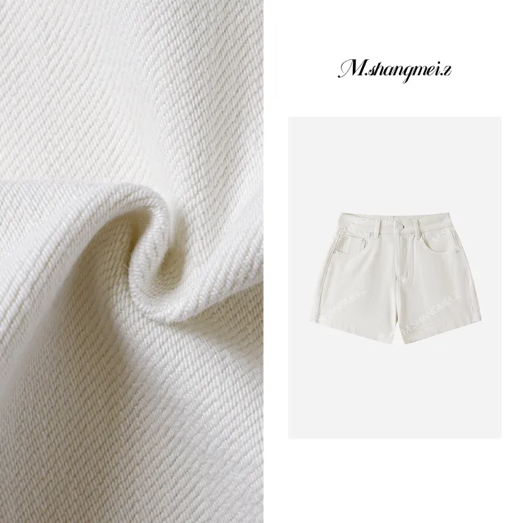 M.SHANGMEI.Z/沐熙【无忧短裤】美大哥水洗直筒白色牛仔短裤X072710