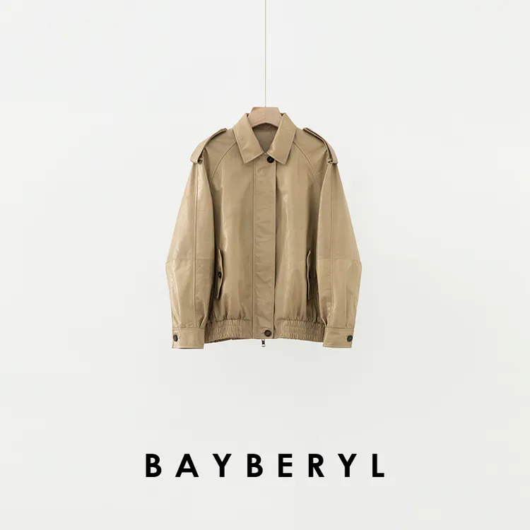 Z6-BAYBERYL老贝斯卡*重油蜡翻领格纹复古插肩袖春皮衣PY5B2821