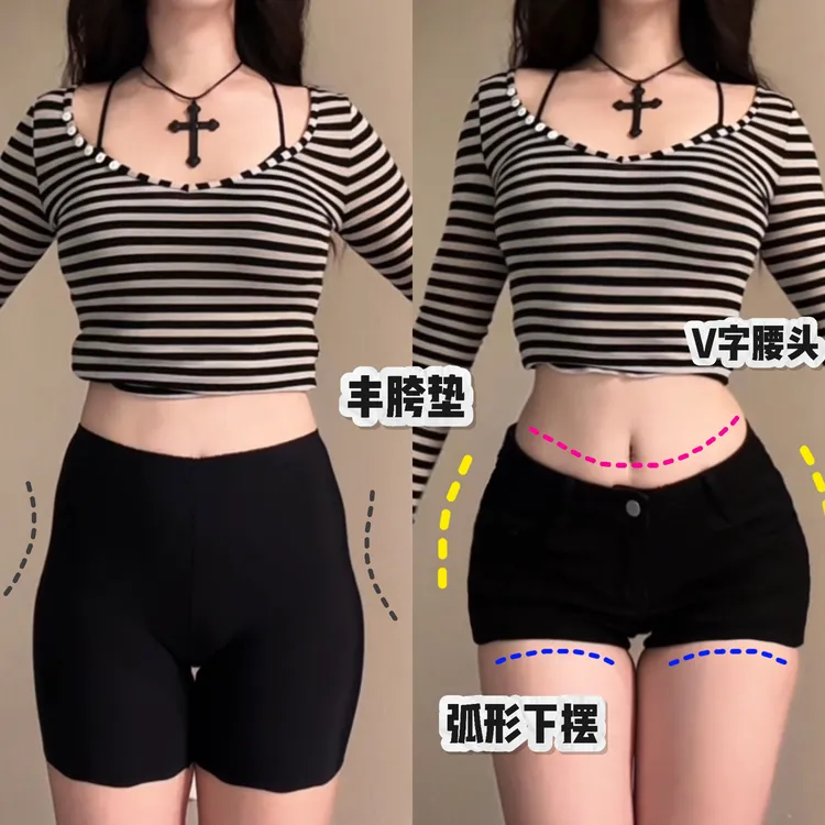 【低腰丰胯短裤】夏季辣妹女百搭弹力修身显瘦热裤休闲裤子·黑