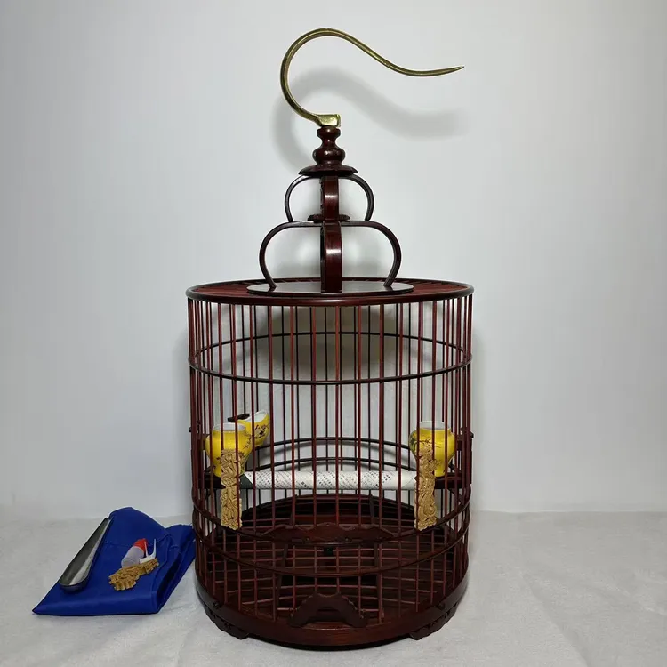 精品实木画眉鸟笼手工制作收藏摆件养鸟遛鸟做工精细用料考究