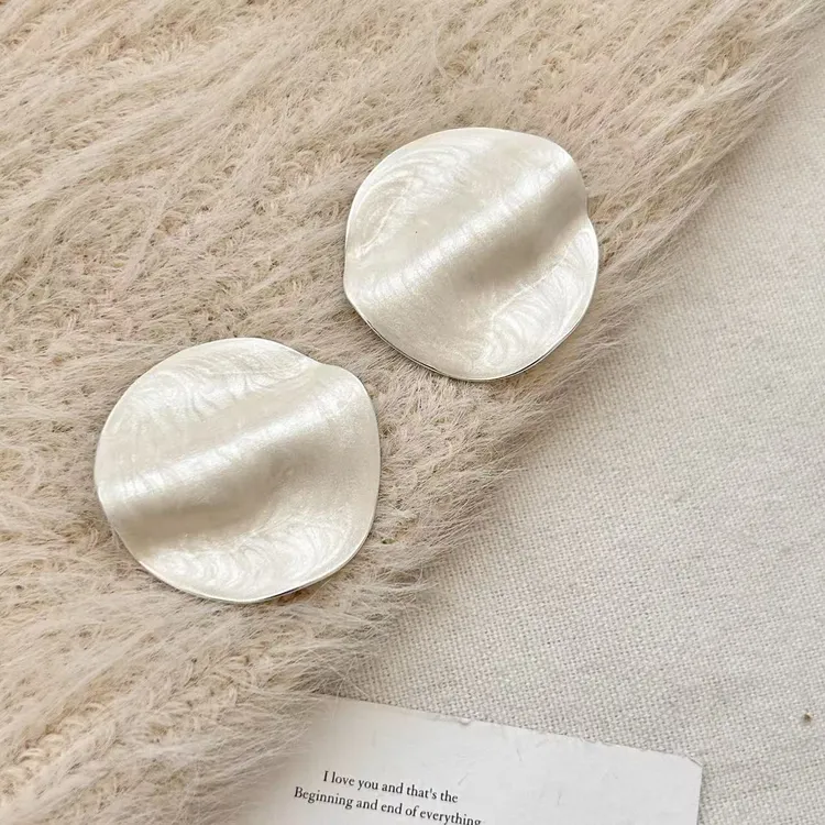 黄铜耳饰 不规则滴油金属耳钉女韩国小众复古耳环百搭简约耳环