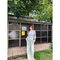WWMU880227【星河牛仔】亲肤超薄垂感做旧水洗爱心直筒弯刀阔腿裤