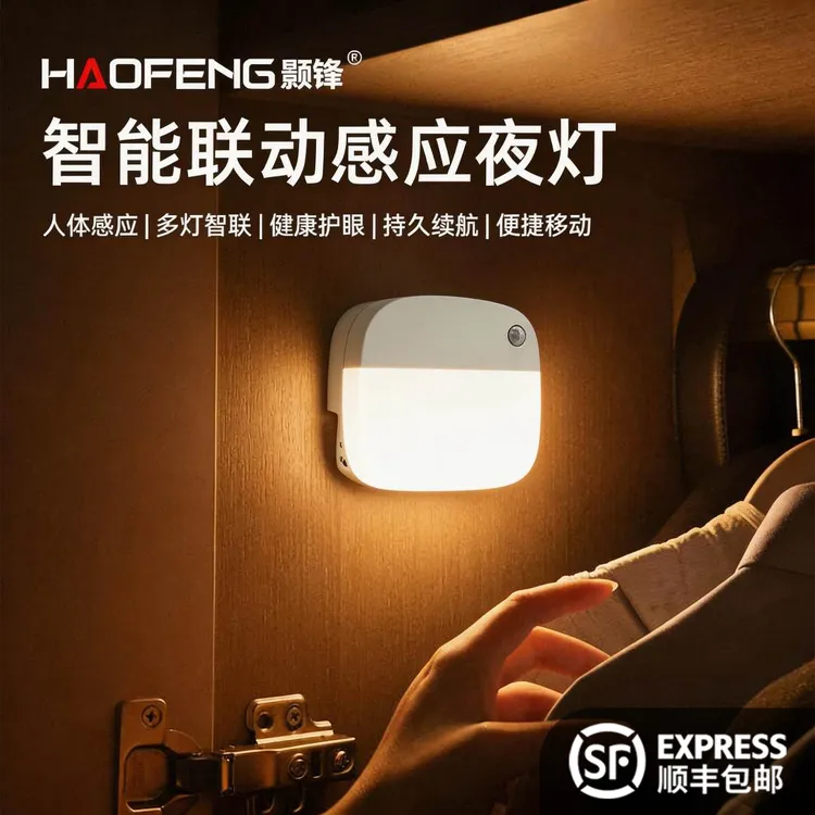 颢锋感应小夜灯卧室睡眠灯长续航床头氛围灯儿童智能护眼充电壁灯商品图