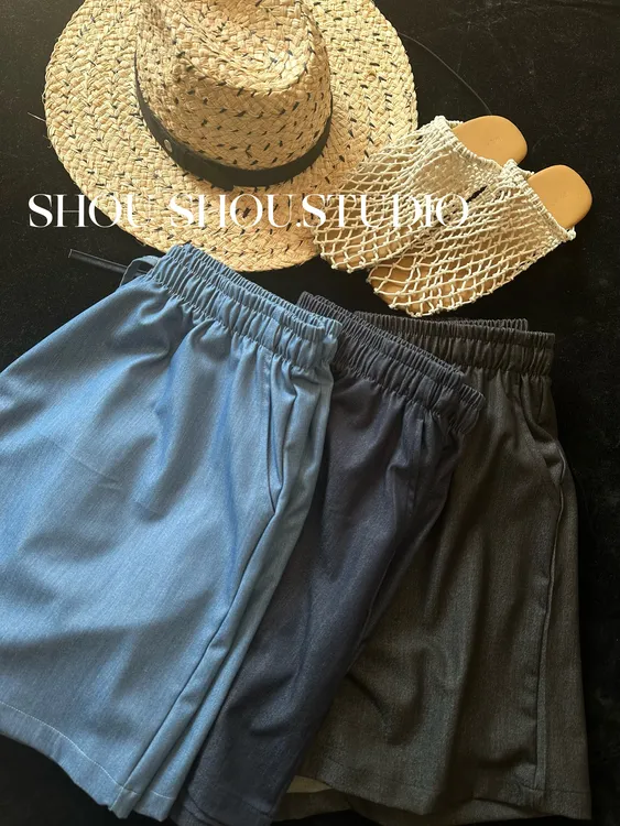 【瘦瘦】大码夏季高腰抽绳垂感直筒薄款柔软宽松牛仔短裤S01717