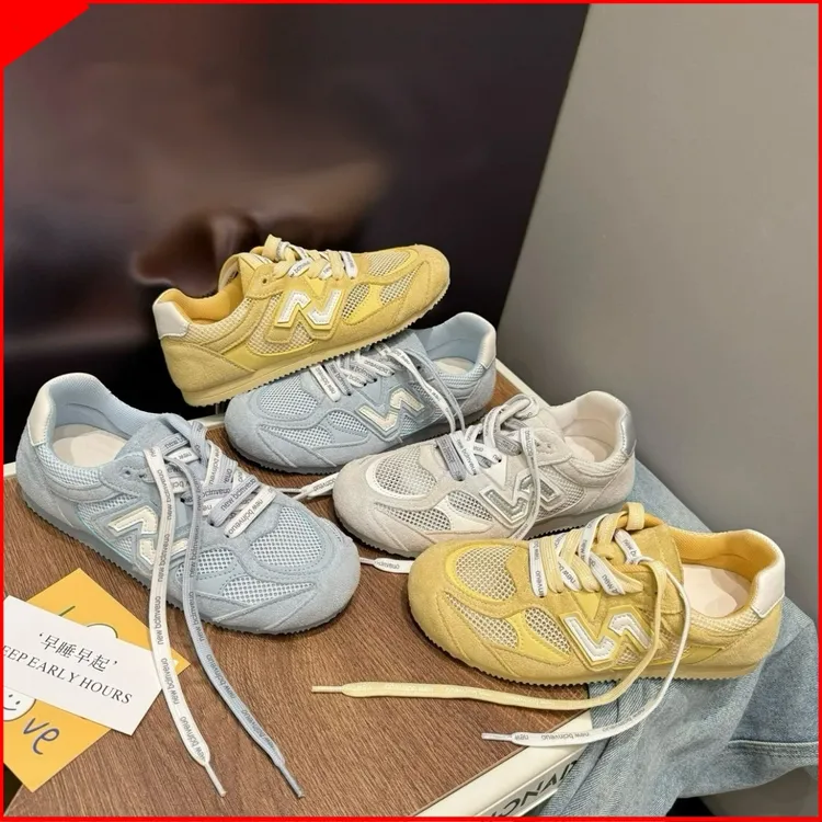 爆款奶油德训鞋女平底2025夏季新款百搭网面透气软底轻便休闲鞋女