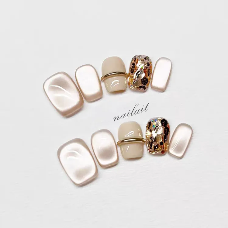 【富家千金】气质玻璃珠猫眼法式温柔高级气质显白轻奢纯手工穿戴甲