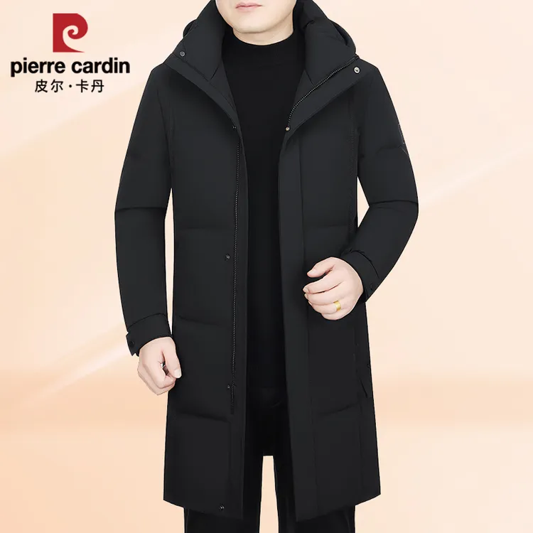 皮尔卡丹新款长款男士羽绒服中长款冬季加厚鸭绒保暖高档中年外套