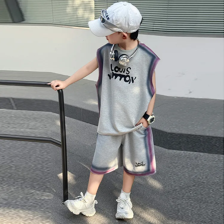 男童无袖套装夏季薄款宽松2025中大童休闲韩版运动夏装儿童帅气潮