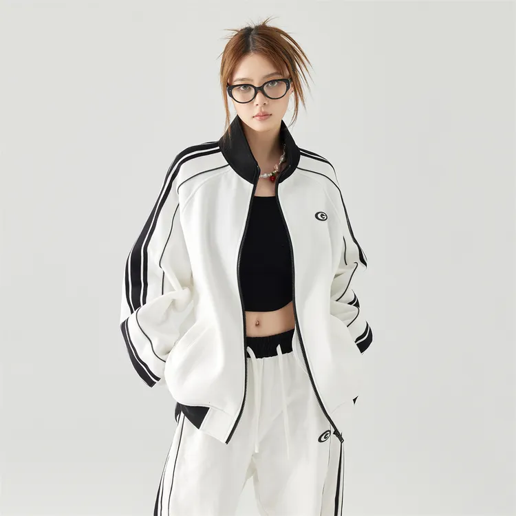 【明星同款】情侣插肩袖拉链开衫卫衣男女同款2025早秋季潮牌外套
