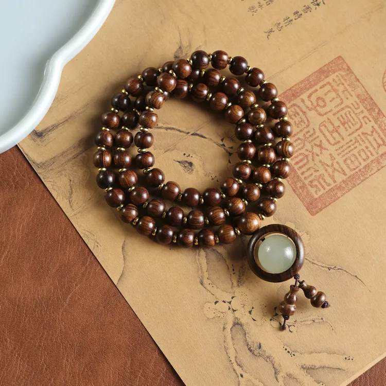 star精选9MM花梨木多圈带夜光珠【无礼盒056】