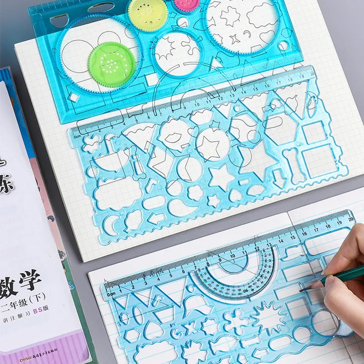 多功能尺子小学生套尺批发几何尺绘图尺绘画套装百变万花尺