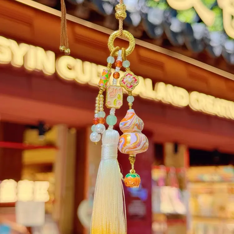 杭州灵隐文创福禄降铃紫色渐变大漆葫芦铃铛挂件包挂汽车挂件景区