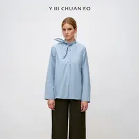 Y III CHUAN EO一川圆领系带设计感通勤长袖衬衫可拆卸扭结衬衣