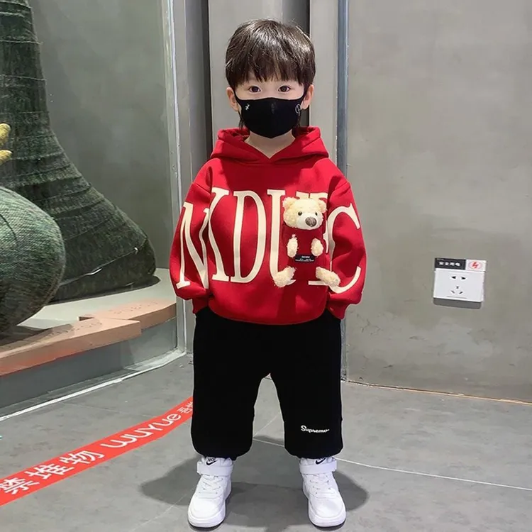 新疆西藏包邮男童春装套装2025新款女童秋款痞帅洋气宝宝休闲带帽