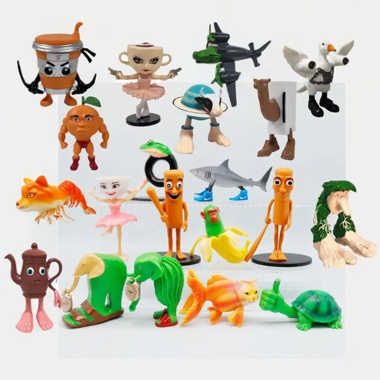 外国山海经大号手办木棍人茶壶人鲨鱼橙子肌肉男玩具摆件儿童礼物