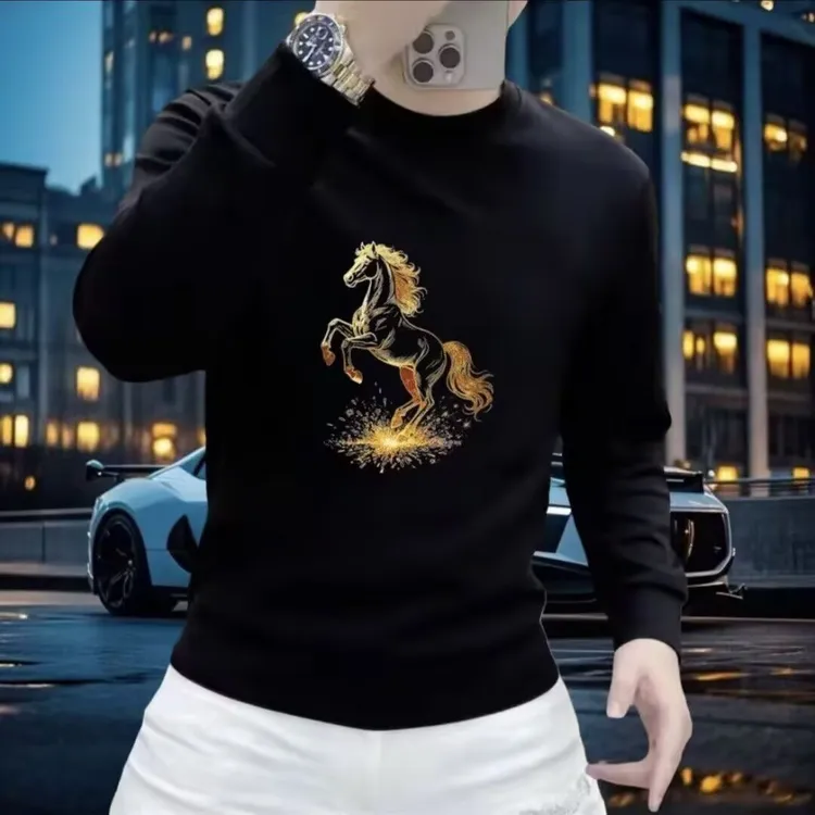 秋季长袖印花卫衣 电焊 马