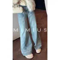 【mimius】喵喵 加绒加厚立体印花明线分割高腰牛仔裤 WG10119